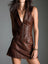 Eco Leather Zip-Front Mini Dress With Utility Pockets
