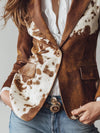 Women’s Cowhide Leather Jacket – Genuine Hair-On Hide Cow Print Coat