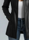 Women’s Black Leather Blazer – Fitted Moto Style Jacket