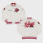 White Satin Varsity Jacket – Vintage College Letterman Style with Embroidered Details