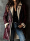 Women’s Burgundy Sheepskin Shearling Coat – Vintage Long Leather Winter Coat