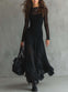 Black Sheer Sleeve Maxi Dress – Retro Gothic Evening Gown