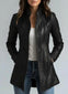 Women’s Black Leather Blazer – Fitted Moto Style Jacket