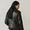Women’s Black Shearling Aviator Jacket – Genuine Sheepskin Leather Bomber Coat