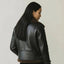 Women’s Black Shearling Aviator Jacket – Genuine Sheepskin Leather Bomber Coat