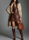 Eco Leather Zip-Front Mini Dress With Utility Pockets