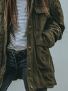Vintage Hooded Utility Jacket – Women’s Windproof Multi-Pocket Cargo Coat