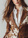 Women’s Cowhide Leather Jacket – Genuine Hair-On Hide Cow Print Coat