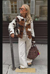 Women’s Cowhide Leather Jacket – Handmade Hair-On Hide Patchwork Coat