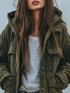 Vintage Hooded Utility Jacket – Women’s Windproof Multi-Pocket Cargo Coat